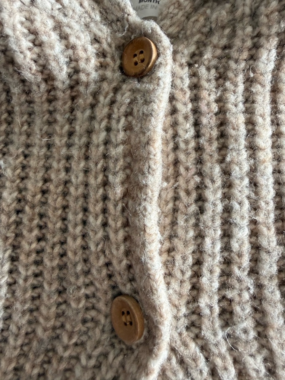 Zara Beige and Cream Hooded Knit Sweater Coat 9-12 months - Picture 4 of 6